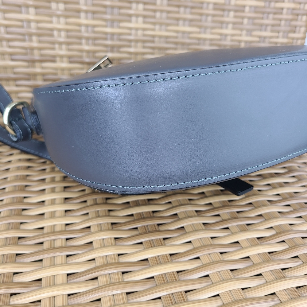Borse In Pelle Italian Leather Saddlebag Crossbody Bag Gray Gold Tone Accents - Picture 8 of 15